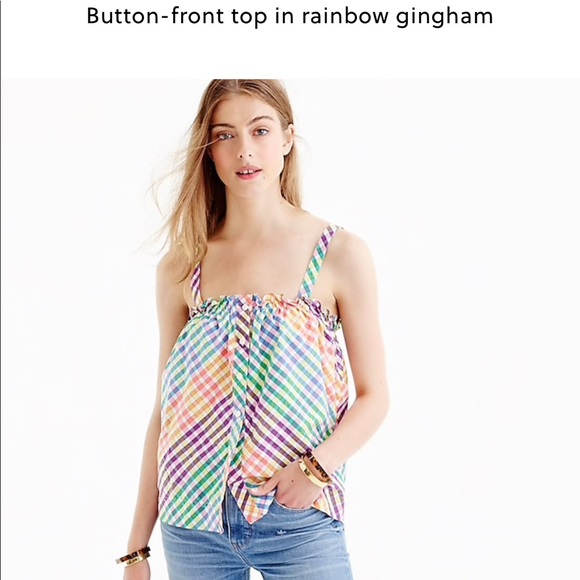 J. Crew Tops - J.Crew rainbow gingham top